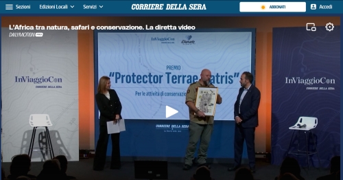 Premio Accademico Internazionale “Protector Terrae Matris” al Corriere della Sera, trasmissione: “In Viaggio con il Corriere della Sera.”